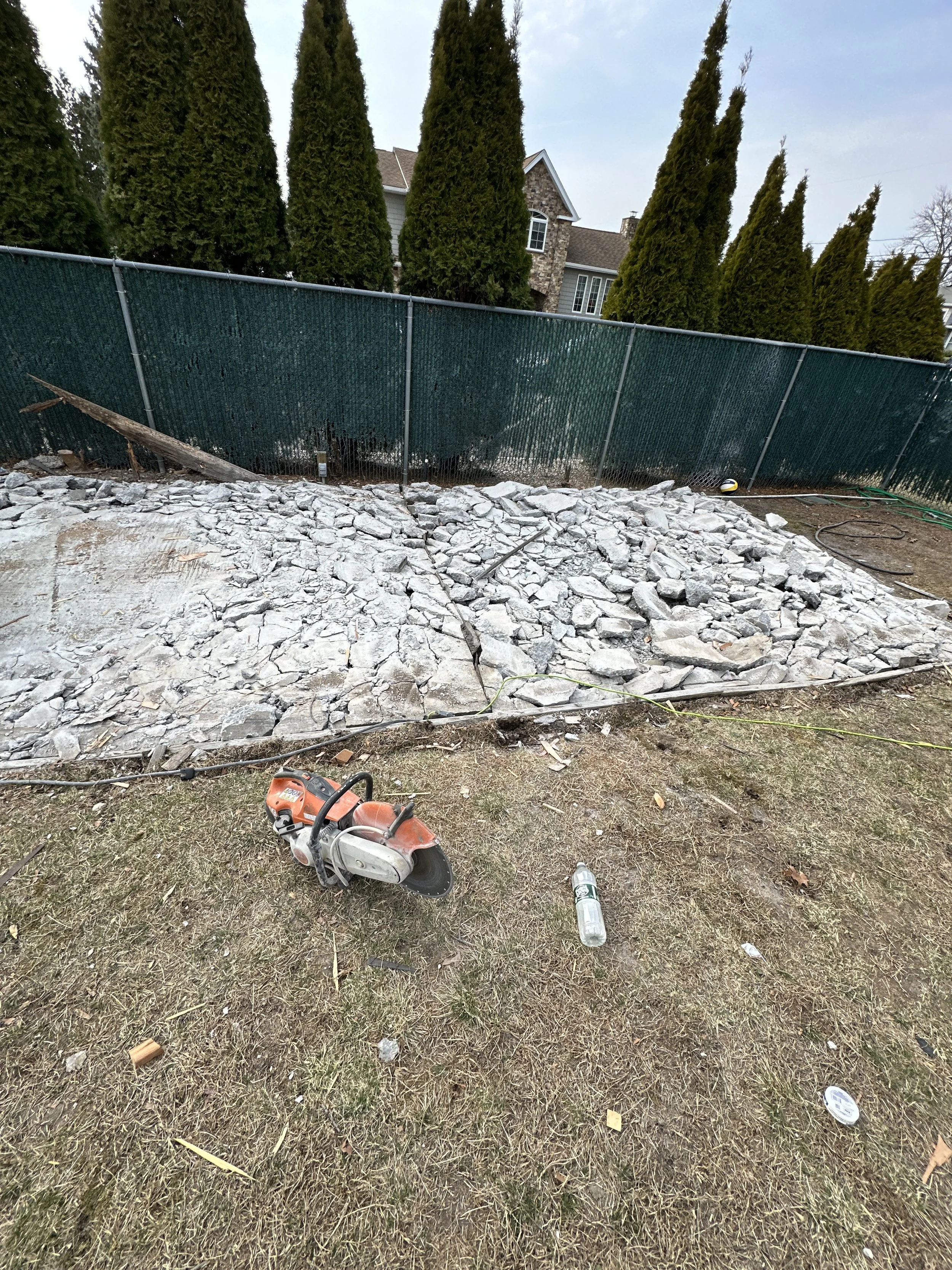 Massapequa, NY - Shed & Concrete Slab Demo, Debris Removal & Fence Installation