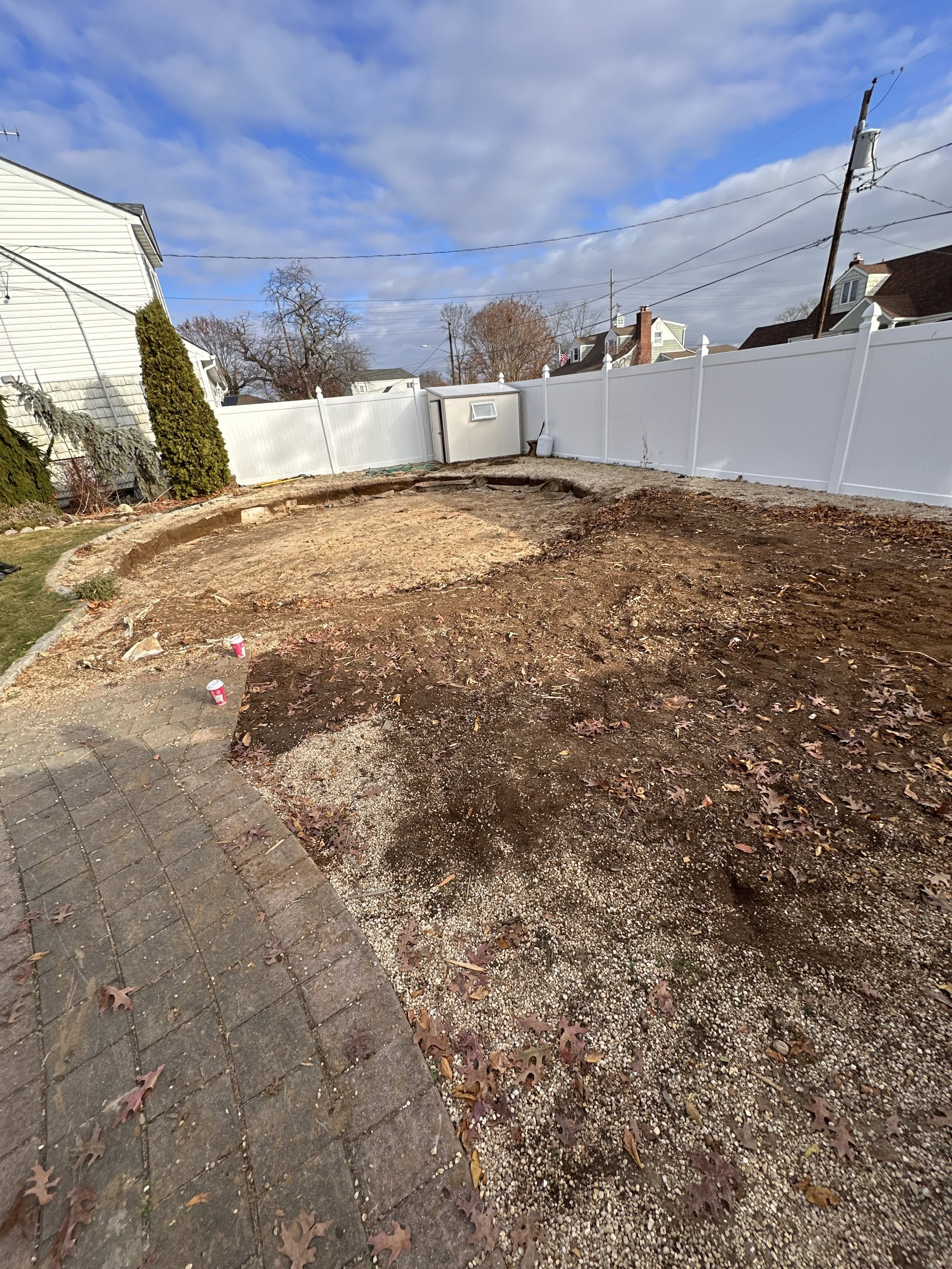 Farmingdale, NY - 1/2 In-Groung Pool, Deck Demo & Removal with Backfill | High Idle Excavation