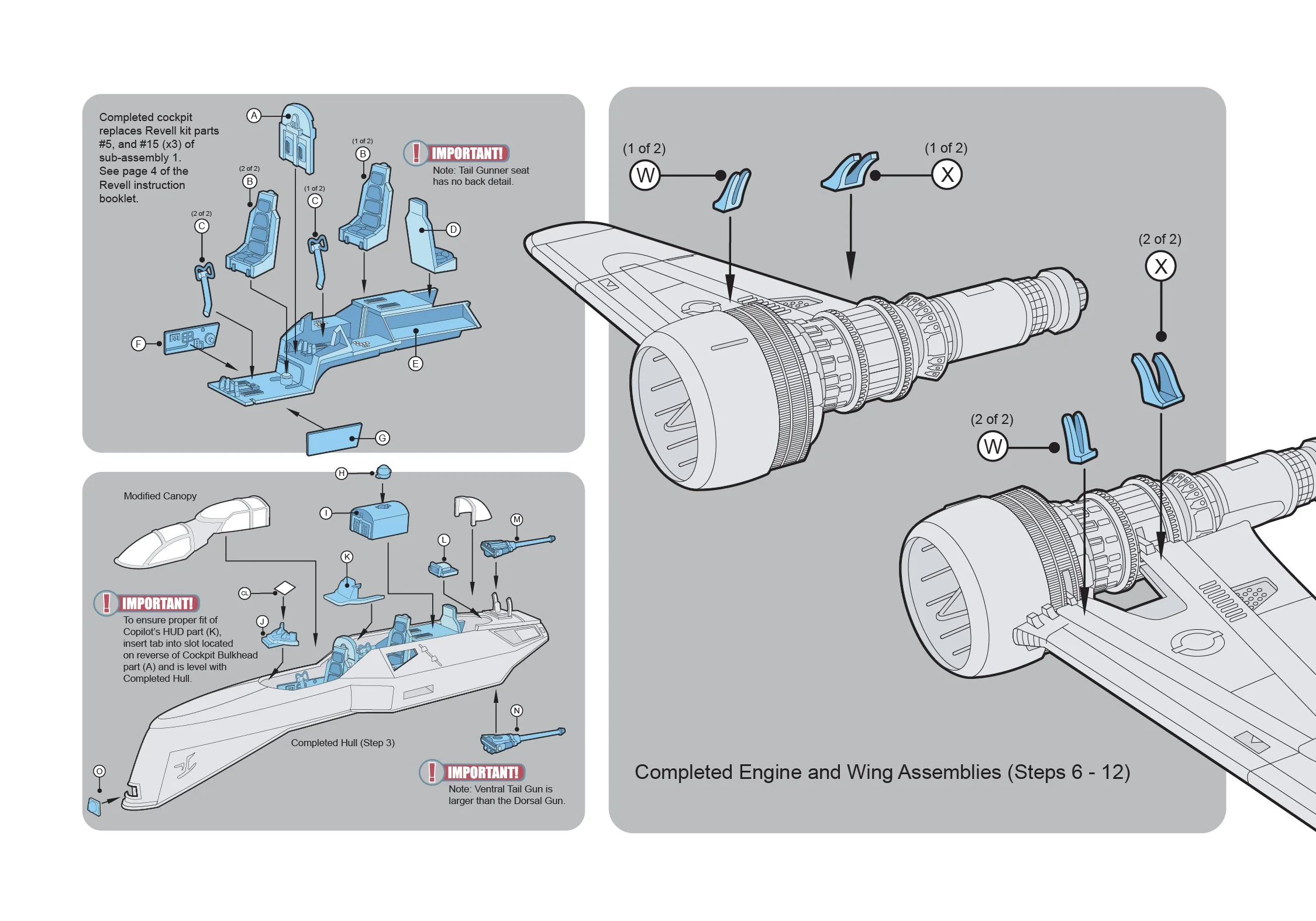 A selection of assembly steps.