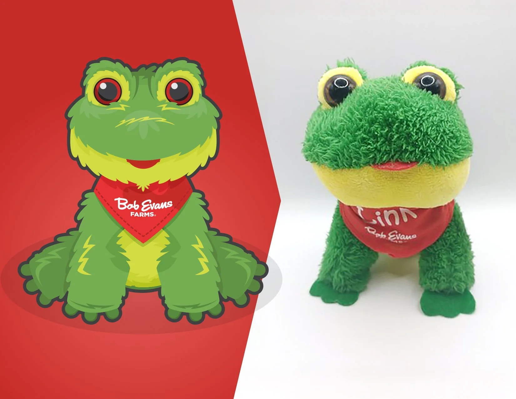 Link the Frog Plush illustration & final product.