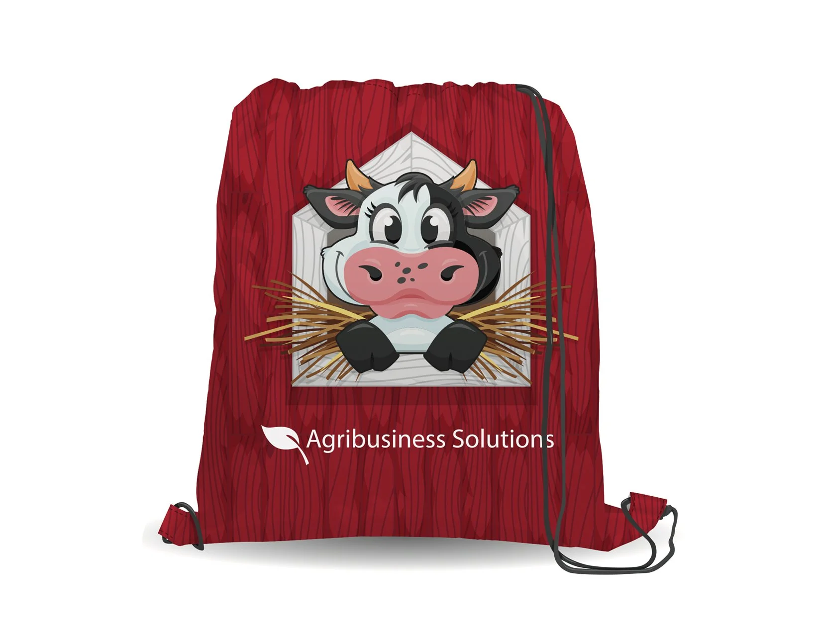 Custom drawstring backpack designs created for Zenith® agribusiness trade show giveaways.