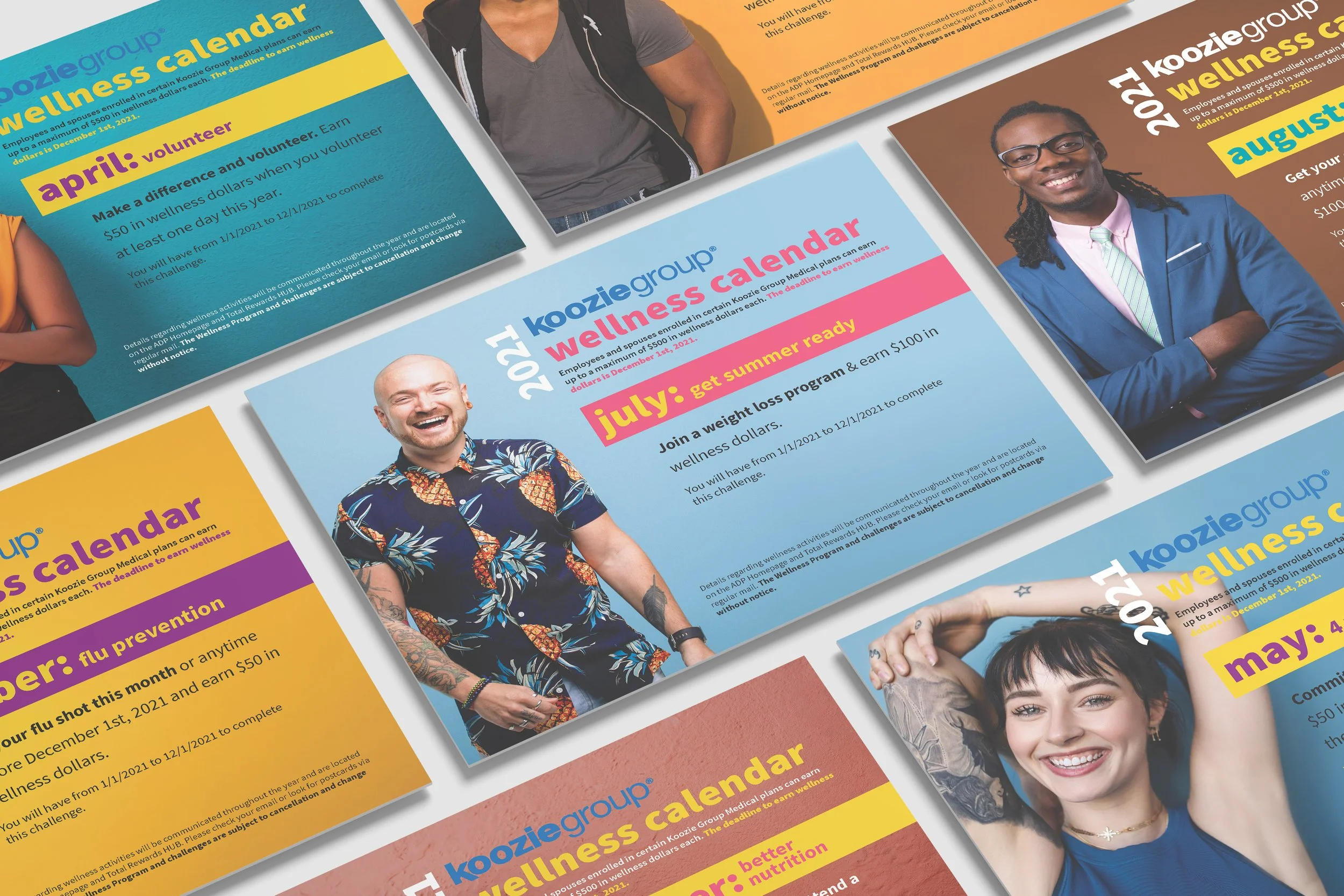 Monthly wellness program postcard designs