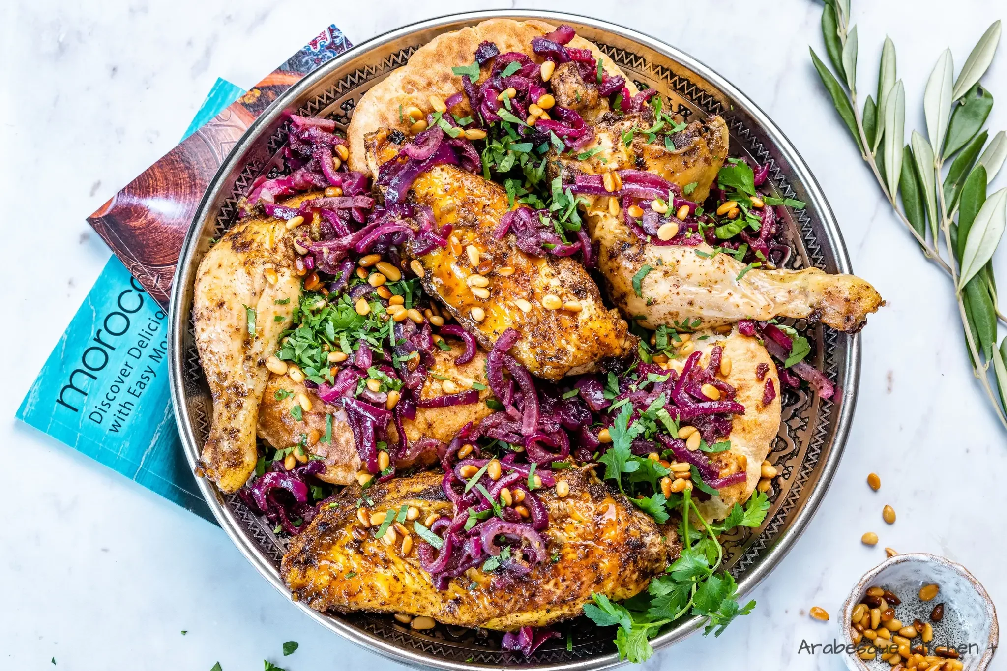 Chicken Musakhan - Sumac chicken on taboon bread, famous in Jenin.