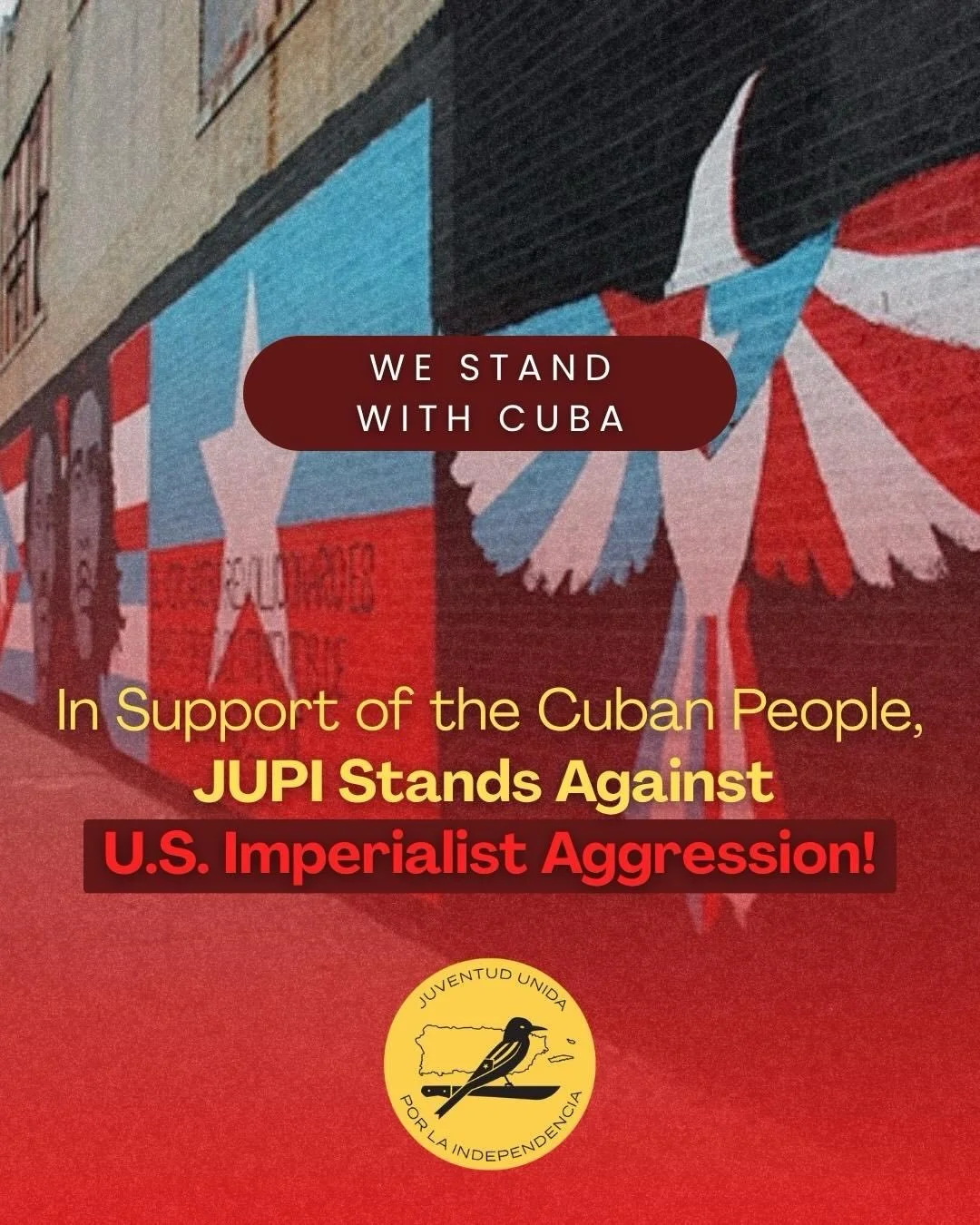✊🏽🇨🇺 JUPI stands in solidarity with our Cuban siblings as the U.S. continues to escalate a six decade long embargo. We recognize that the Trump administration means to place pressure on their economy making access to food, medical supplies, and cl