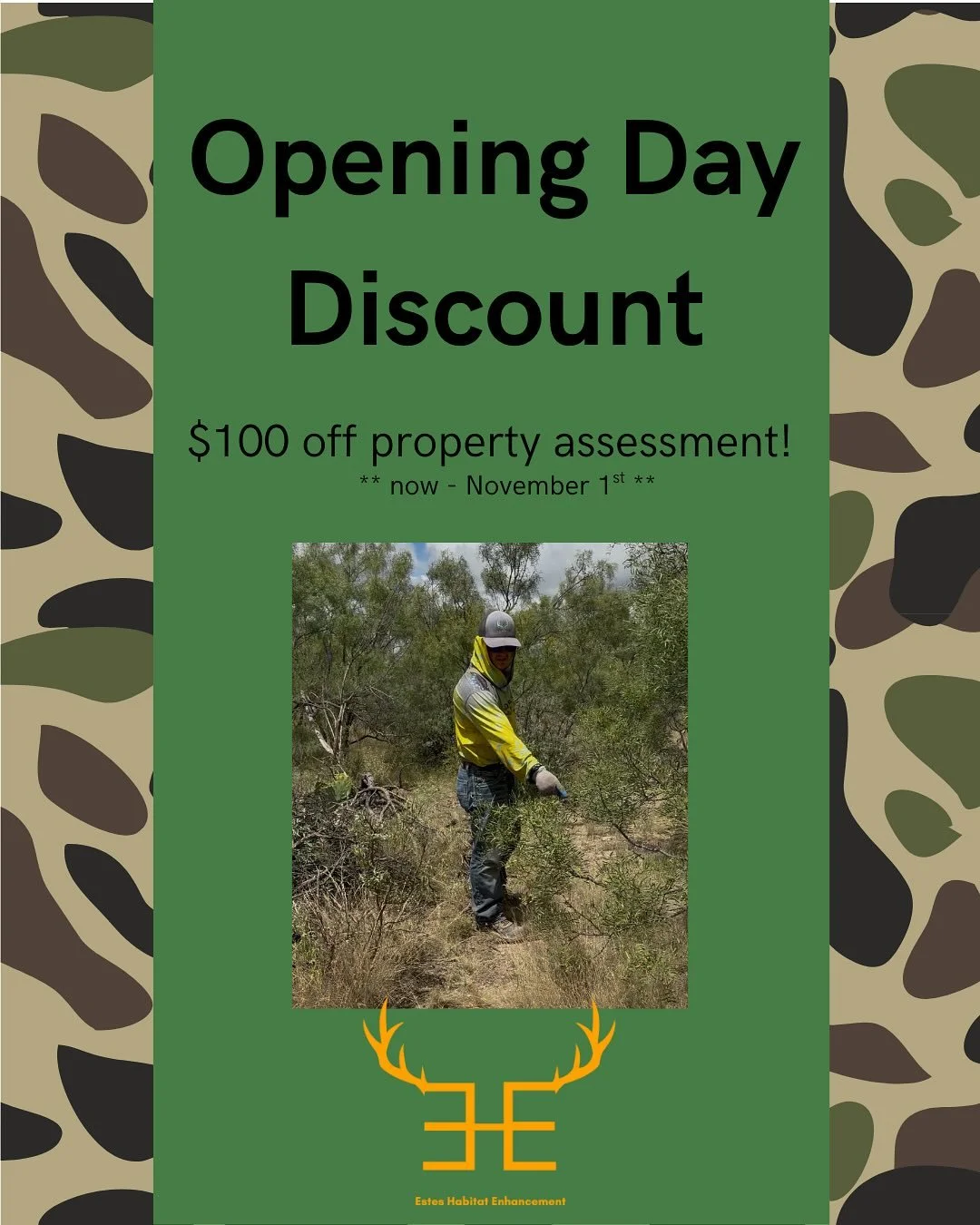 Thinking about improving your land for wildlife, hunting, or long-term habitat health? 🍂 Now&rsquo;s the time! Estes Habitat Enhancement is offering $100 OFF property assessments when you book before October 1st.
A property assessment is the first s
