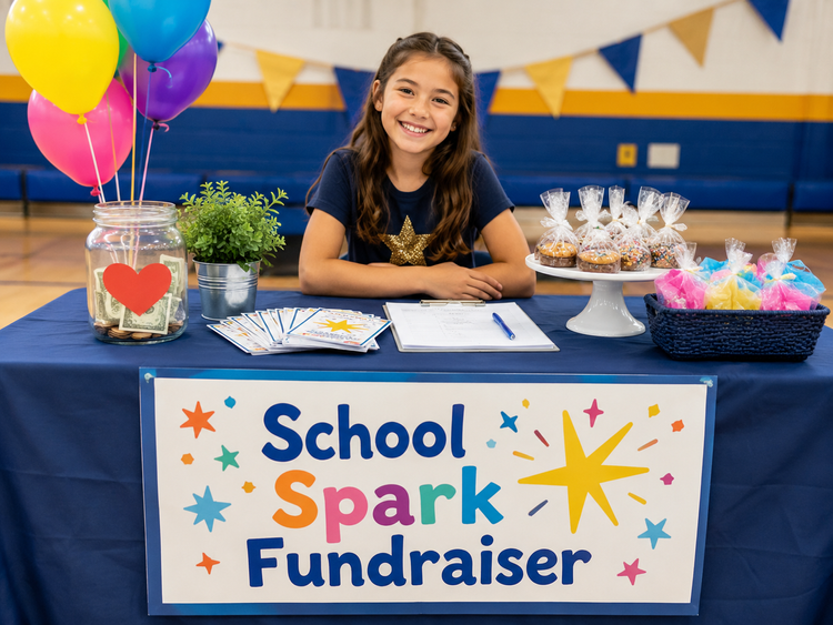Student helping at a SchoolSpark school fundraiser