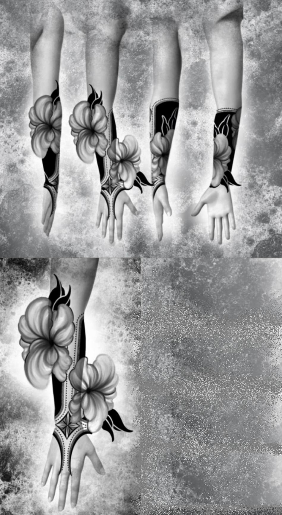Blackout Floral Half Sleeve Concept