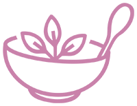 Mindful Bowl and Spoon Logo – pink bowl and spoon for gluten- and dairy-free living