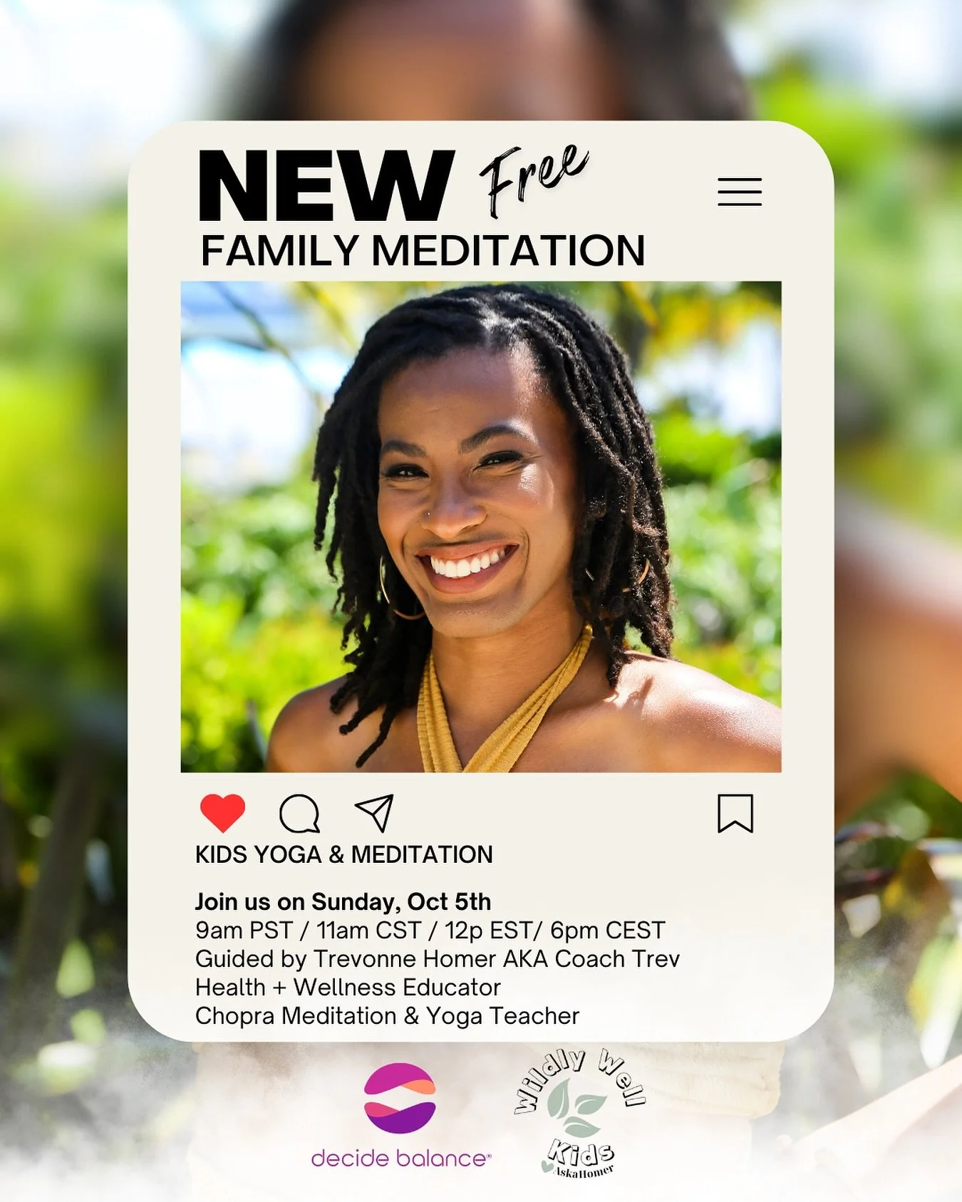 🧘🏽&zwj;♀️ JOIN US FOR A 15 MINUTE FAMILY YOGA &amp; MEDITATION
Guided by Coach Trev @askahomer 

Bring your kiddos and let&rsquo;s take a pause together in community. Q&amp;A following meditation.
***
Ticket options:
*Free Ticket
*Paid Ticket
*Hear