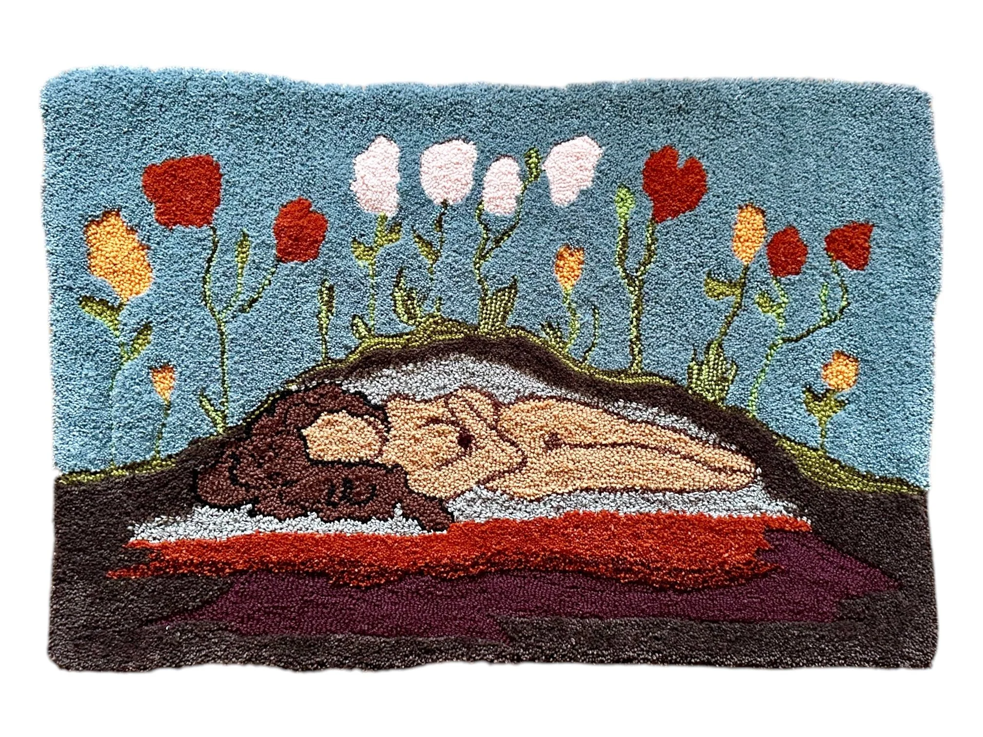 "Alone, not lonely' 2024. Hand and machine tufted wool rug. 40"x27"