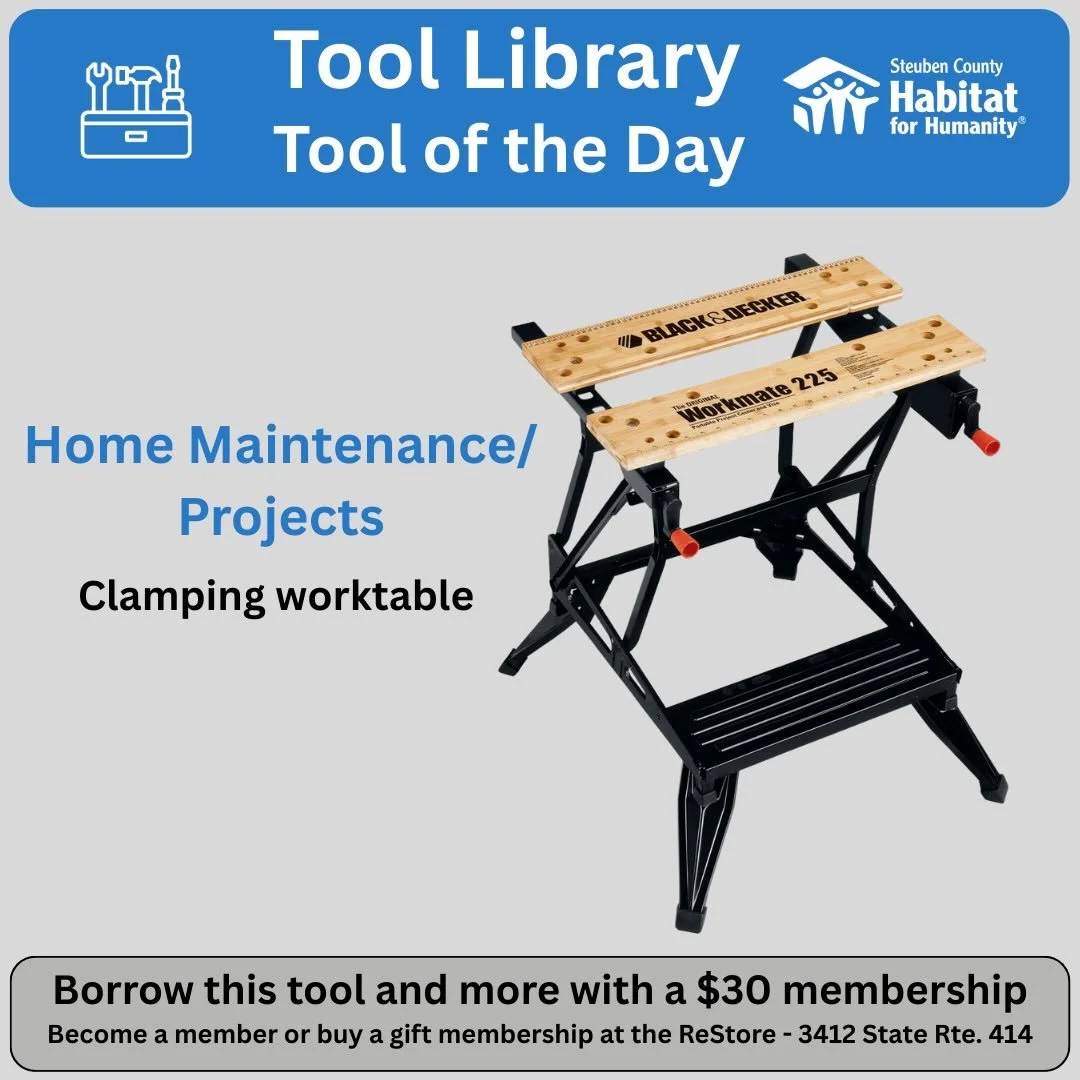 Sometimes you just need a portable work surface and clamp to work on things. This portable bench can be the ticket. You can borrow this one any time with a membership to @sctoollibrary @corningrestore @steubenhabitat #toollibrary #toolshare