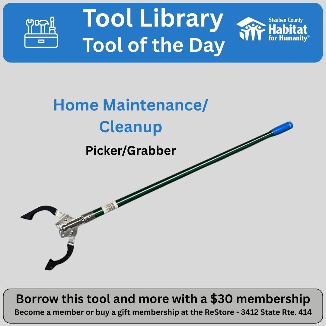 Picking up just got easier with these handy pick-up grabbers, great for picking up trash and other objects without reaching down. The @sctoollibrary has a half dozen of these pickers available to members for home and community cleanup projects. @corn