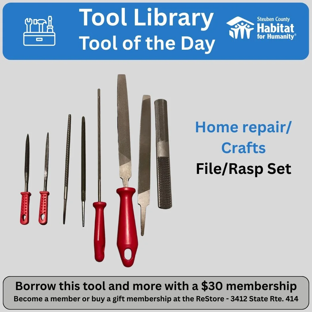 Sometimes it&rsquo;s the little things that have to go. This set of files will help you remove rough edges and clean up cuts in both steel and wood projects. Borrow the whole set when you need them. $30 annual membership provides access to these an o