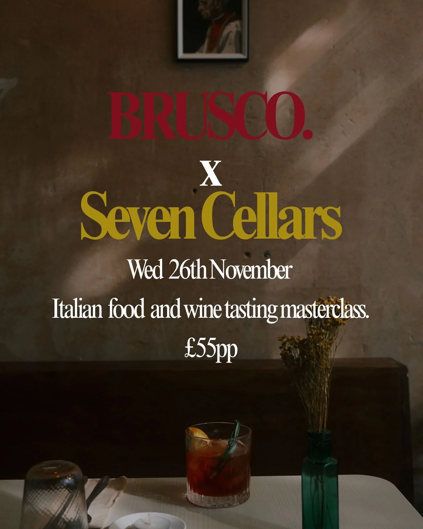 Wines. Flavours. Discussions.

Wednesday 26th November 7:30pm.

Full line up of fantastic story rich wines served up alongside some delicious Brusco plates. 

&pound;55pp booking through our brusco website.

@sevencellars experienced cannot be missed