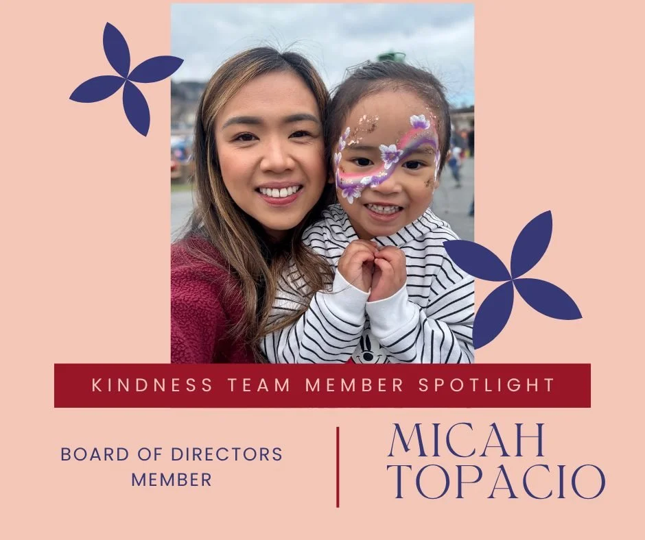 Meet Micah Topacio, our newest Board member. We're so happy to have her on the team!

"Nineteen years ago, Kodiak KINDNESS supported me during one of the most joyful yet overwhelming times in my life, the early days of feeding my first child. Th