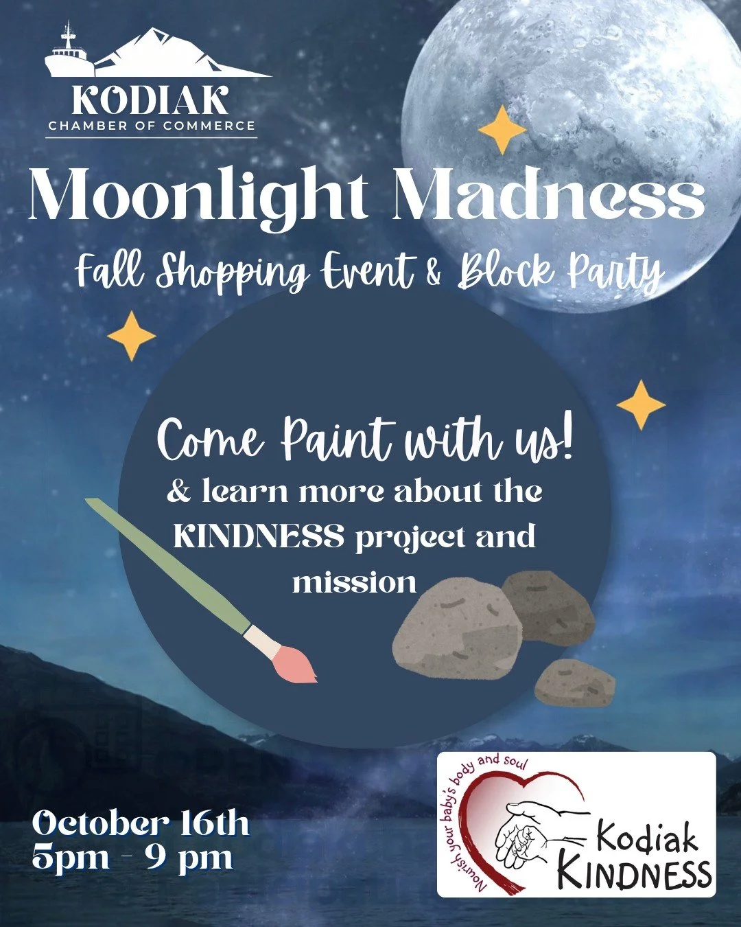 Come say "hi" and paint a rock or two this evening at the Kodiak Marketplace.