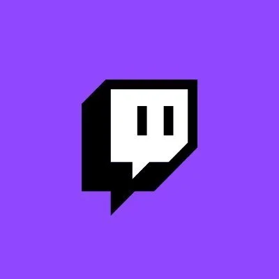 The Twitch logo on a purple background.