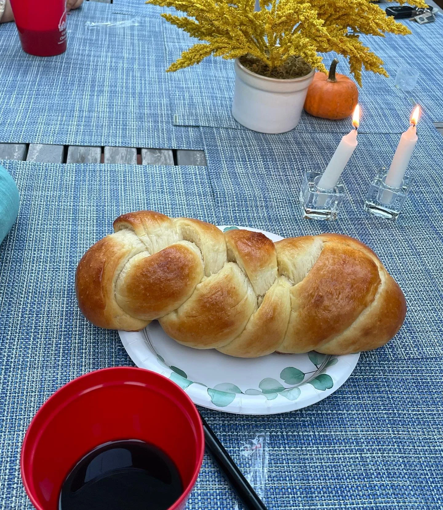 Feeling lucky to be sharing challah in the backyard with friends tonight. Shabbat Shalom❤️