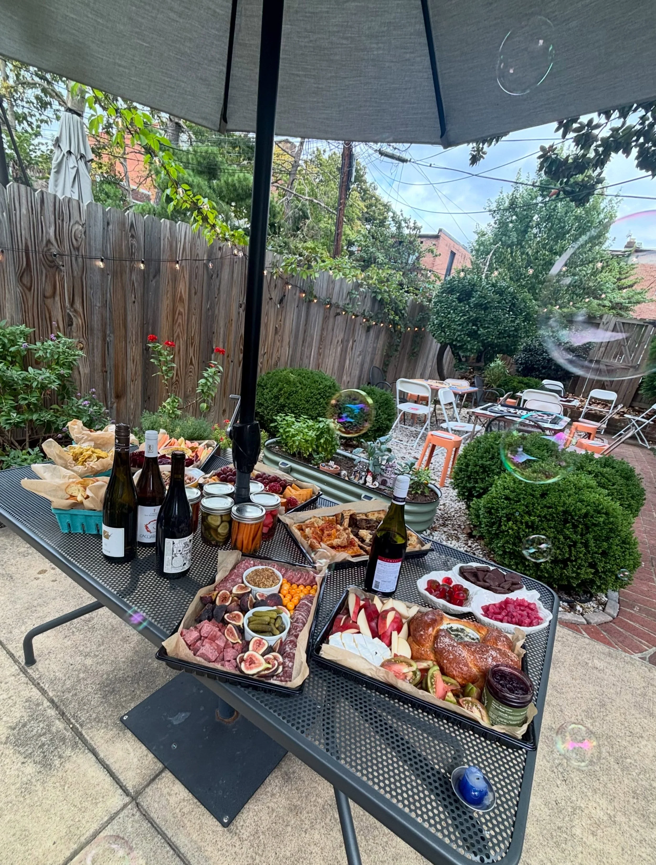 A beautiful pre-fall afternoon for nibbles &amp; mahjong all in support of the @brentelementarypta 🍷🍐🧀🀄️