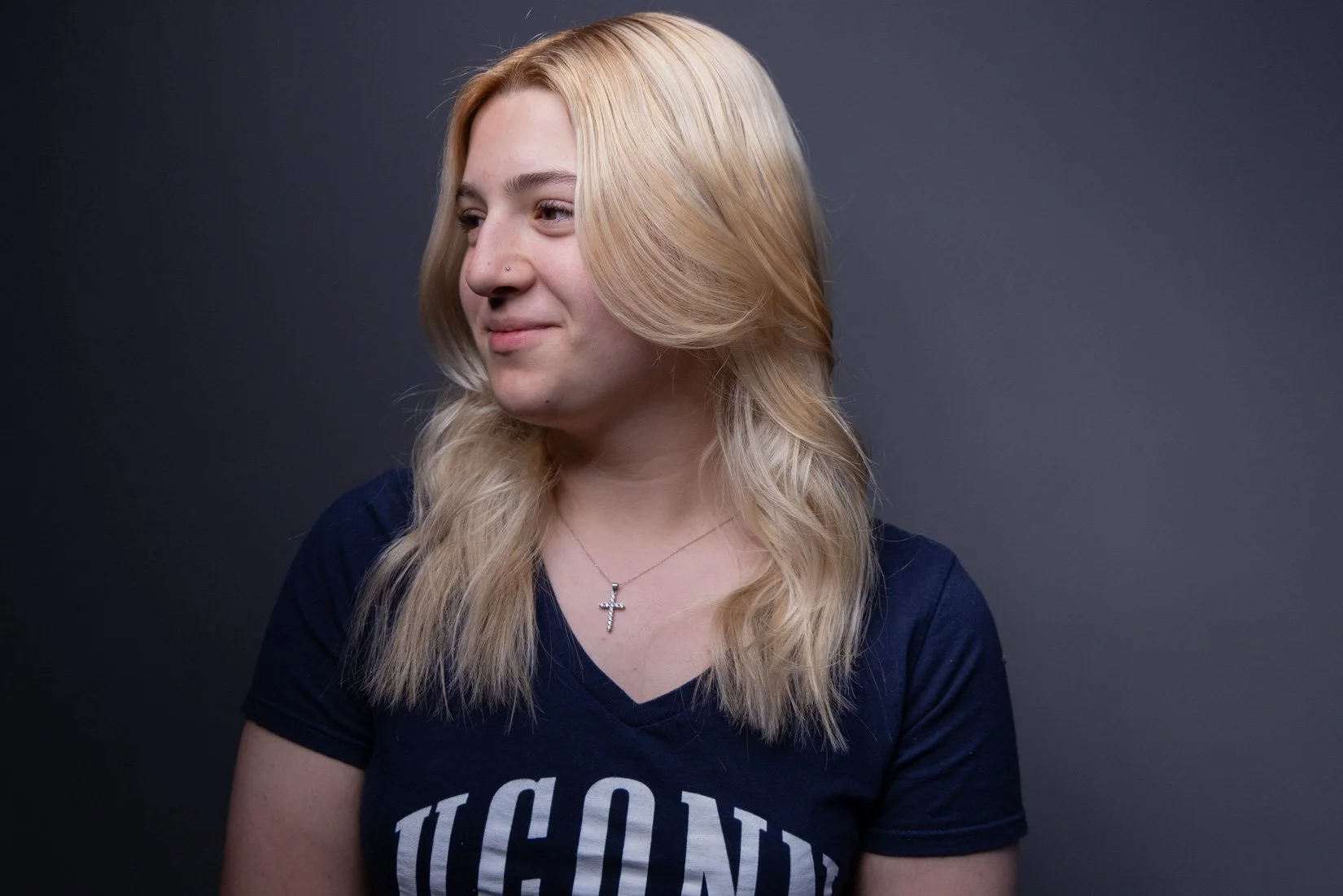 Long blonde hair color, College girl with long blonde hair. dimensional blonde 