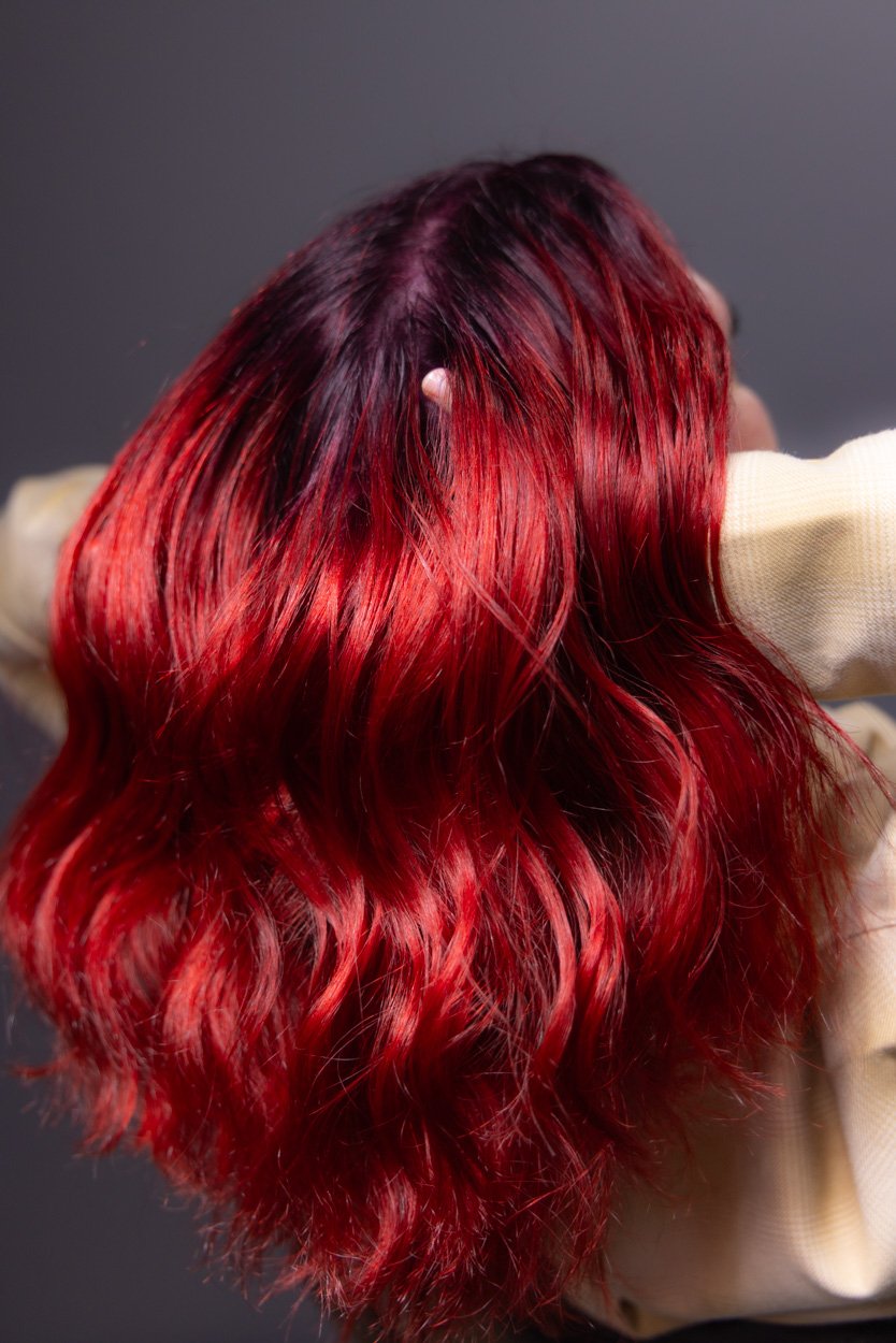 Hair color milford CT, milford CT, salon in milford CT, salon near me, red hair, grey hair, grey hair coverage, red and purple hair, 06460, salon in CT, milford CT hair stylist, hair stylist near me, hair color women's hair, hair cut, women's hair cu
