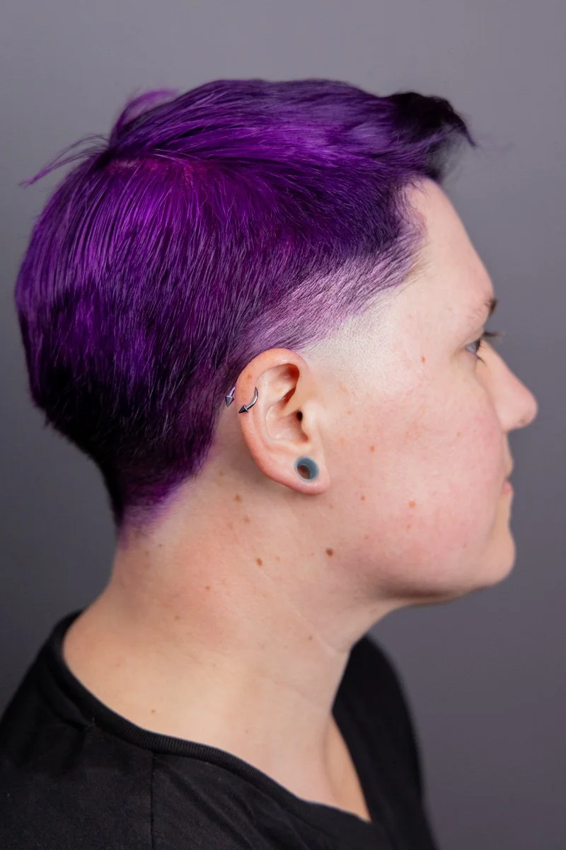 Hair color milford CT, milford CT, salon in milford CT, salon near me, pur hair, shor hair, short purple hair, 06460, salon in CT, milford CT hair stylist, hair stylist near me, hair color 