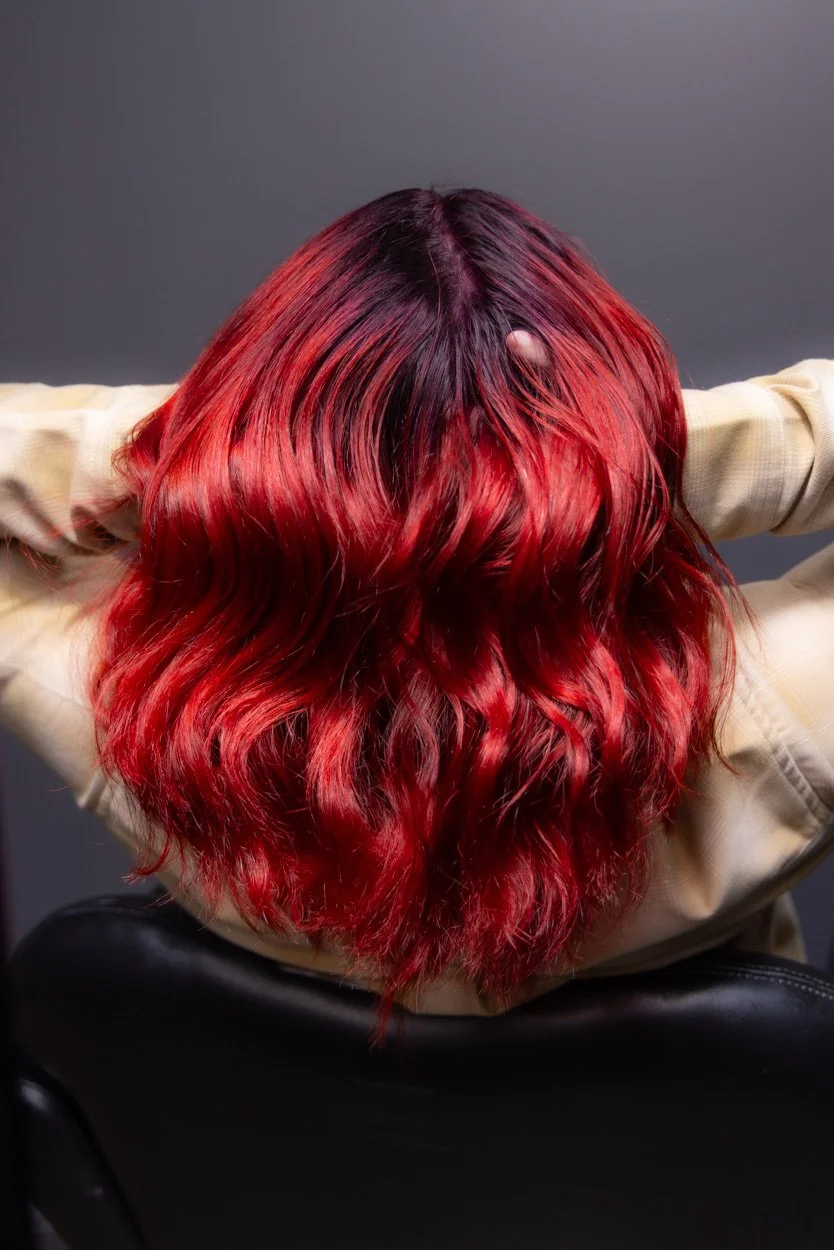 Hair color milford CT, milford CT, salon in milford CT, salon near me, red hair, grey hair, grey hair coverage, red and purple hair, 06460, salon in CT, milford CT hair stylist, hair stylist near me, hair color women's hair, hair cut, women's hair cu