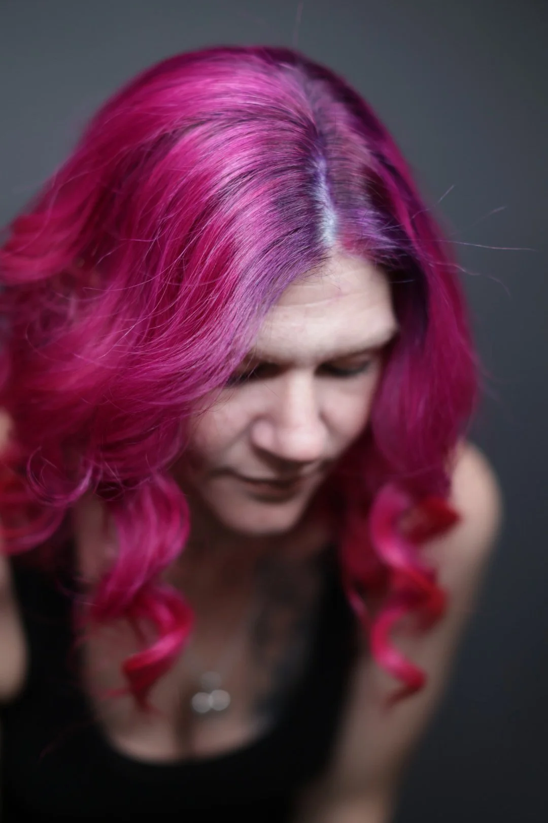 vivid hair color, purple hair, red hair, purple and red hair, long hair, long haircut, layered hair, fashion colors, milford ct