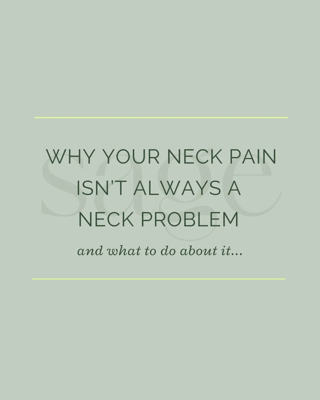 Your neck pain isn&rsquo;t always a neck problem. Why? Well it depends. I love treating the neck because it often responds quickly when we determine the source. 

Remember, not all neck pain is created equal. It&rsquo;s important to receive a thoroug