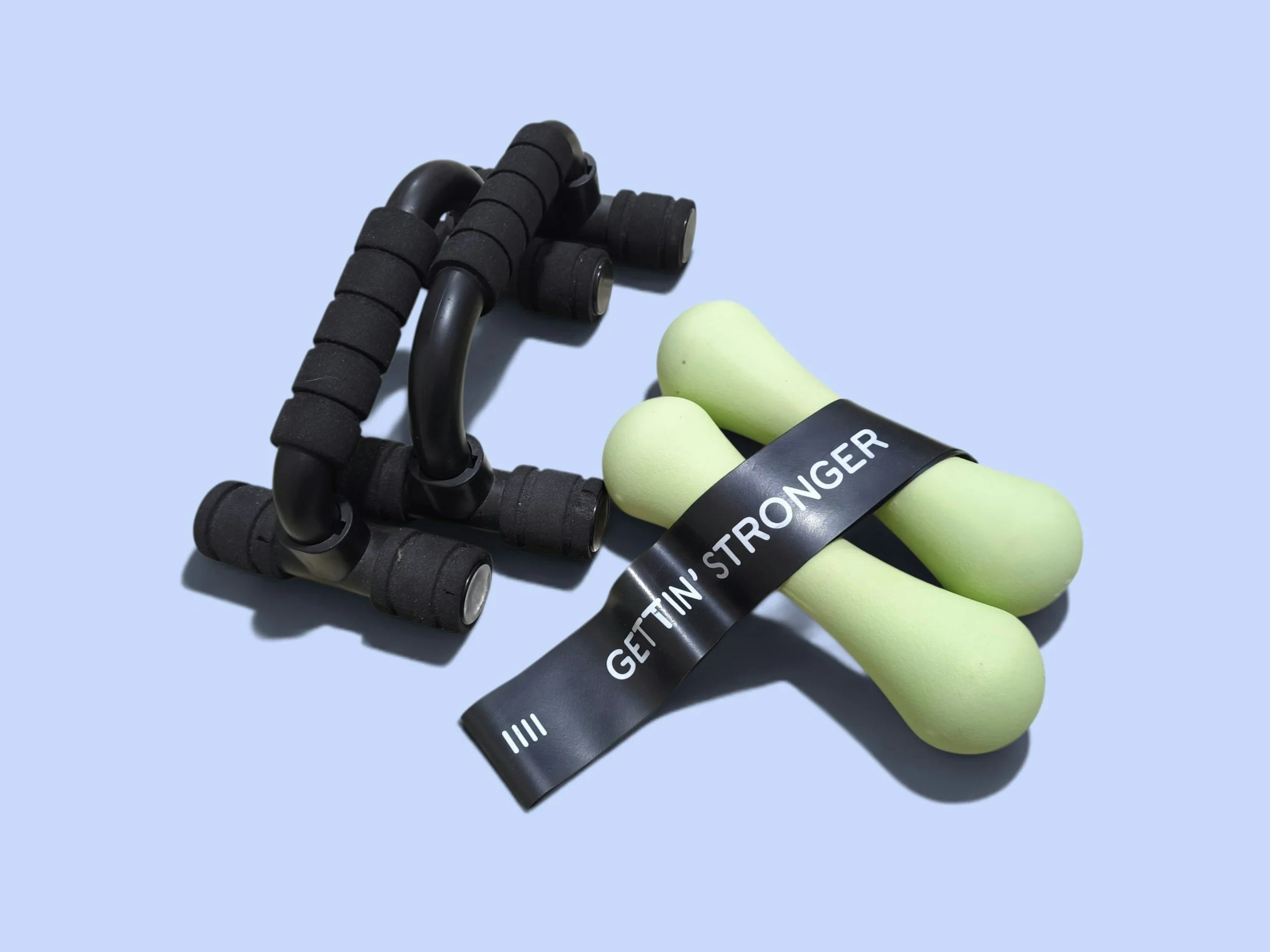 dumbbells and band