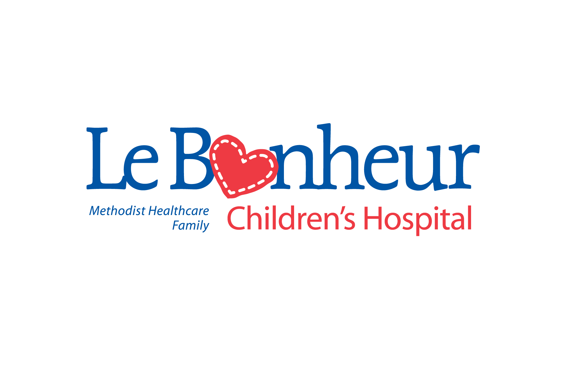 Le Bonheur Children's Hospital logo with a heart and the text 'Le Bonheur' and 'Children's Hospital' in red.
