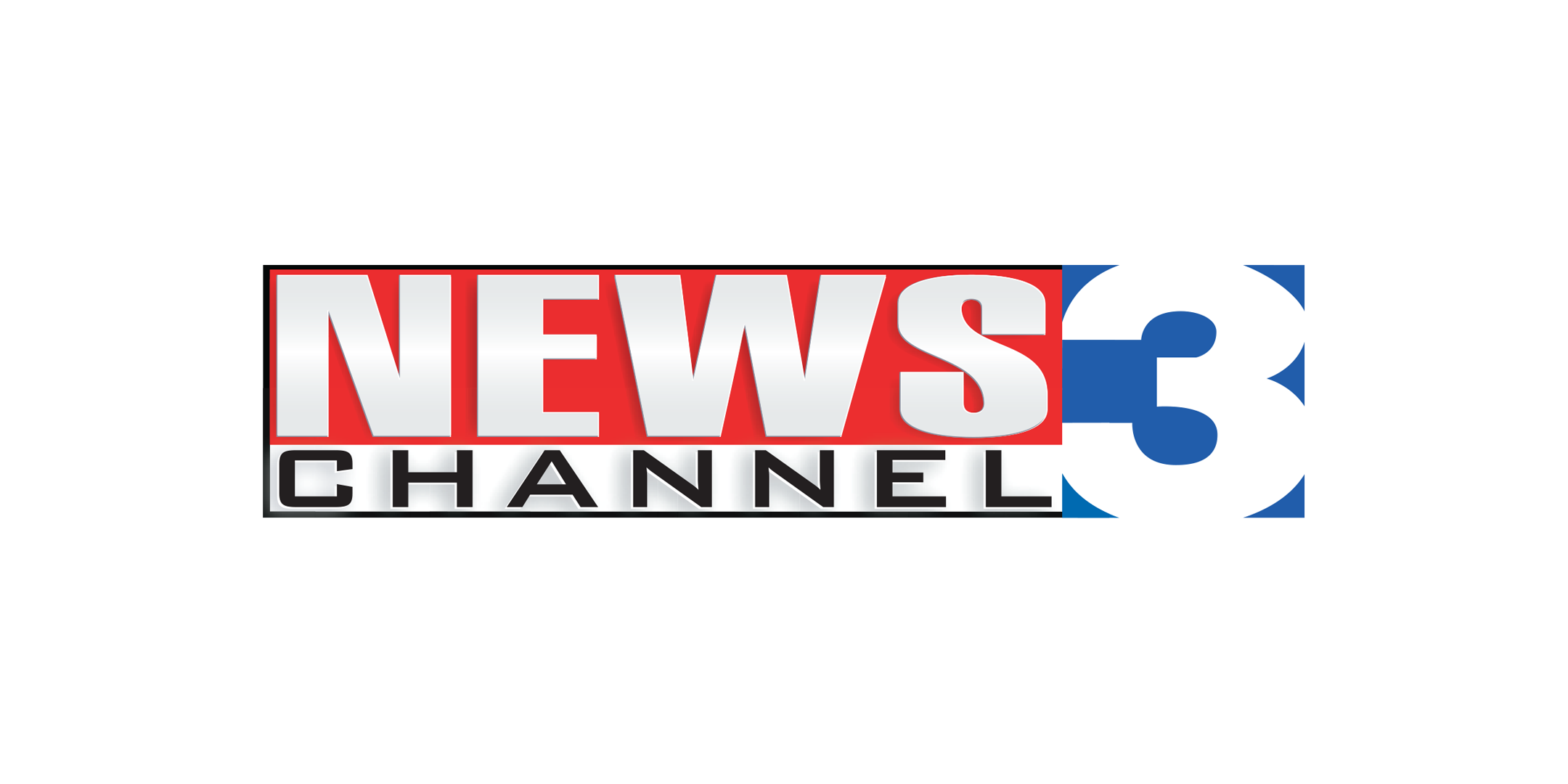 Logo for News Channel 3 with bold red and white text and a large blue and white '3'.