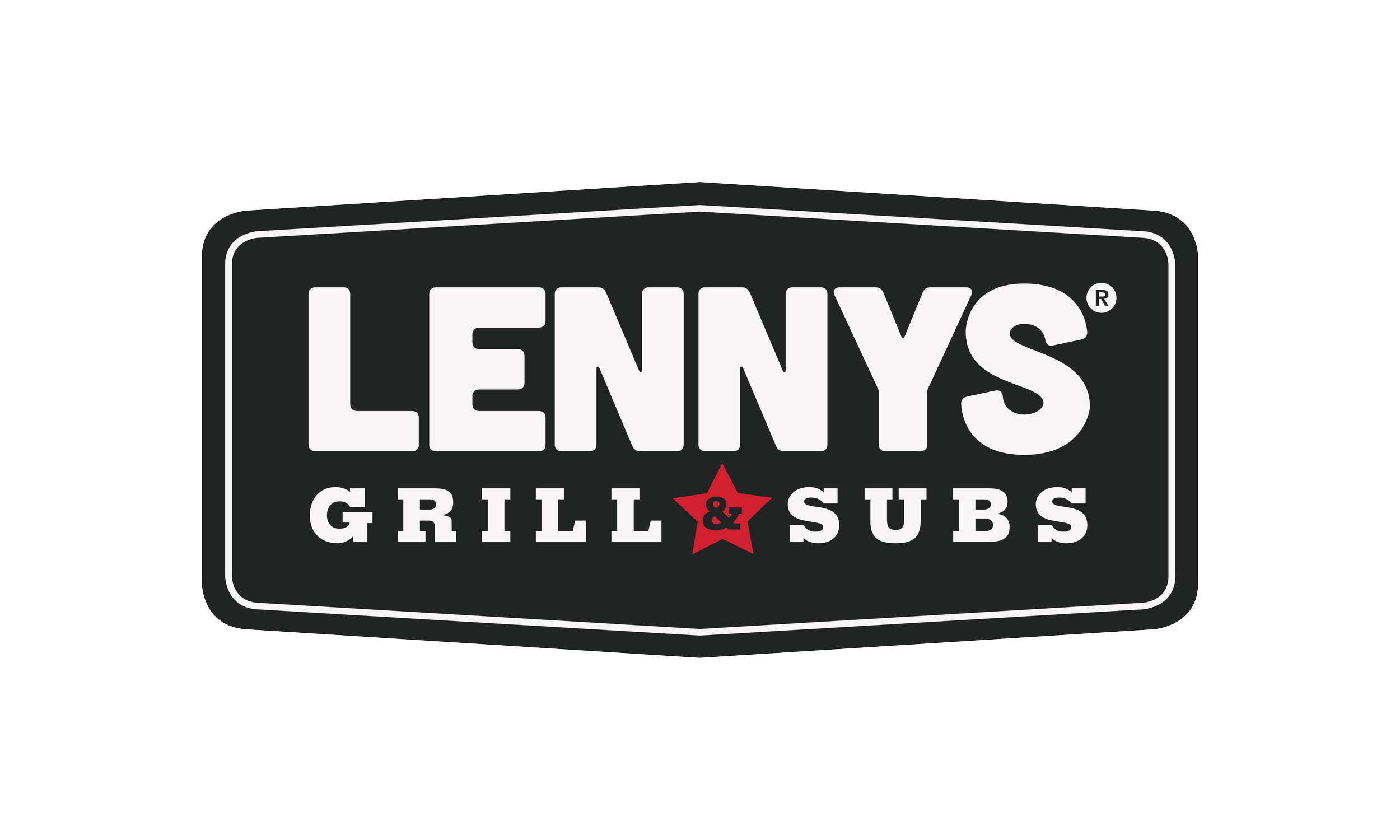 Lenny's Grill & Subs logo with black background, white text, and a red star with an ampersand in the center.