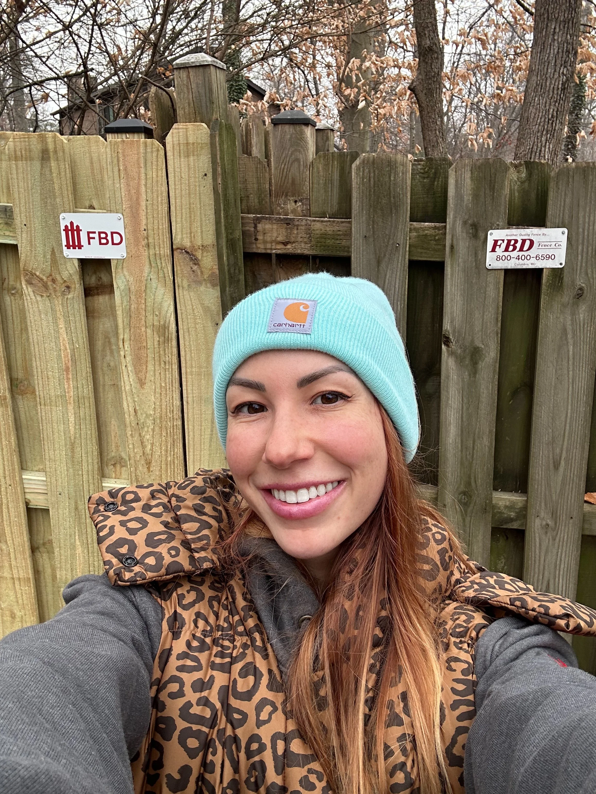 Emily Depasse, Fences By Doug (FBD Fence) in front of Columbia fences