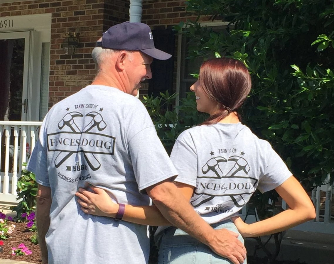 Doug and Emily Depasse in Fences By Doug (FBD) 30th Anniversary shirts