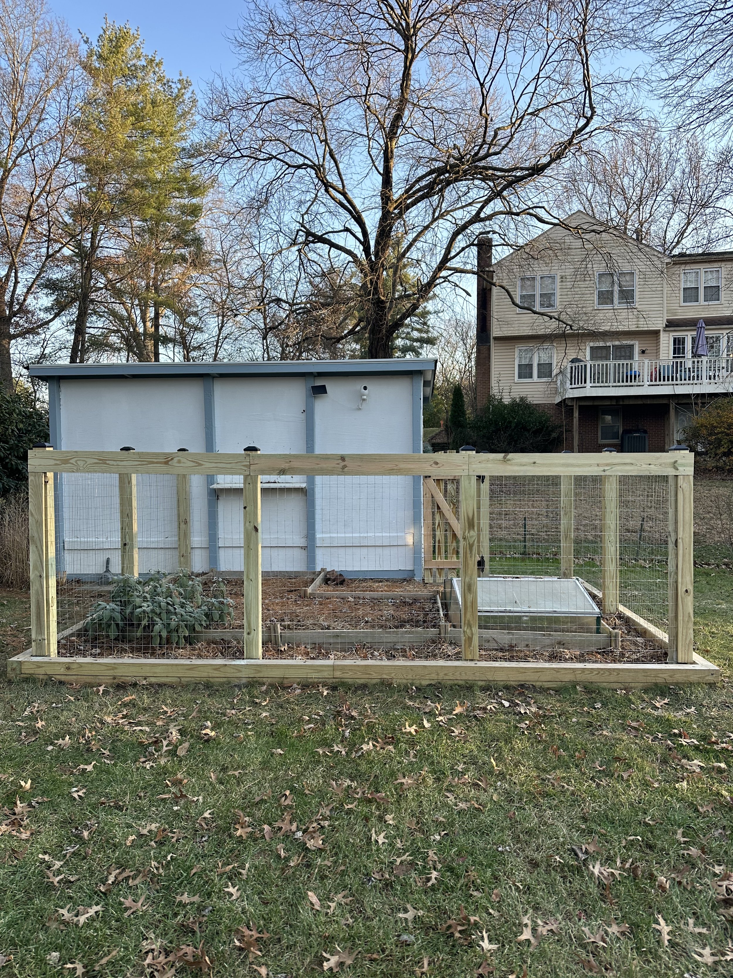 Wooden paddock garden fence keep deer out Columbia MD
