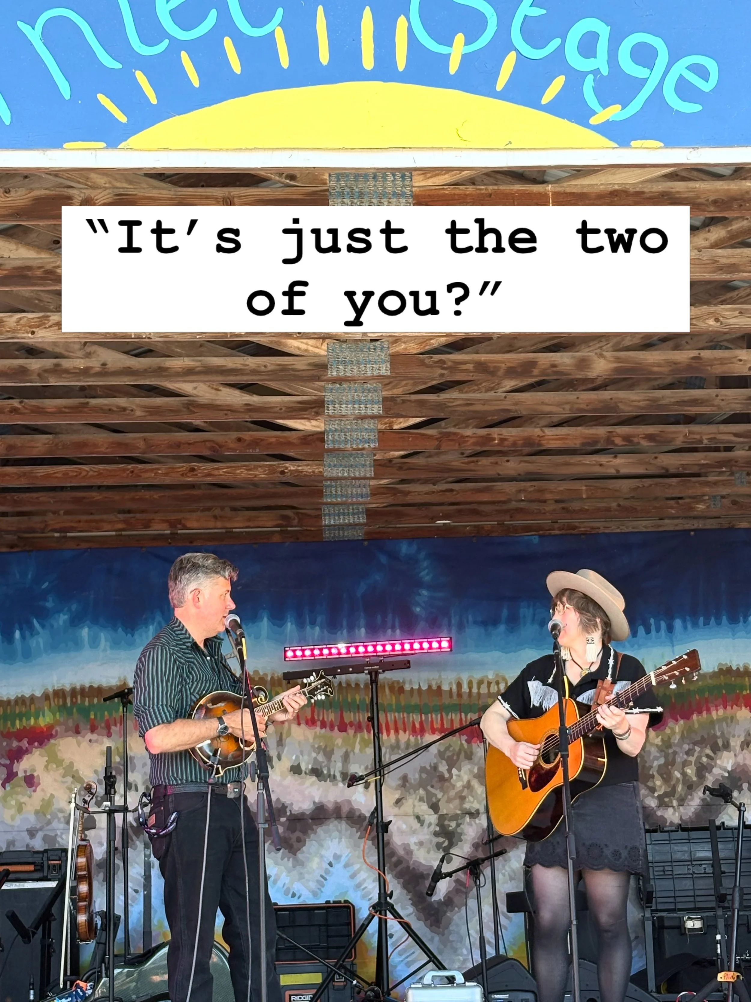 Showing up to @salmonfest as a duo (&ldquo;it&rsquo;s just the two of you?&rdquo;) that plays original songs rooted in traditional country and bluegrass was..a trip. And so fun. And so sweet. We love playing with a band (HELLO jet plane ride that was