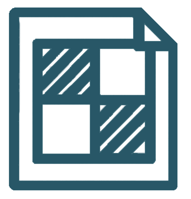 Icon of a document or report with sections and charts.