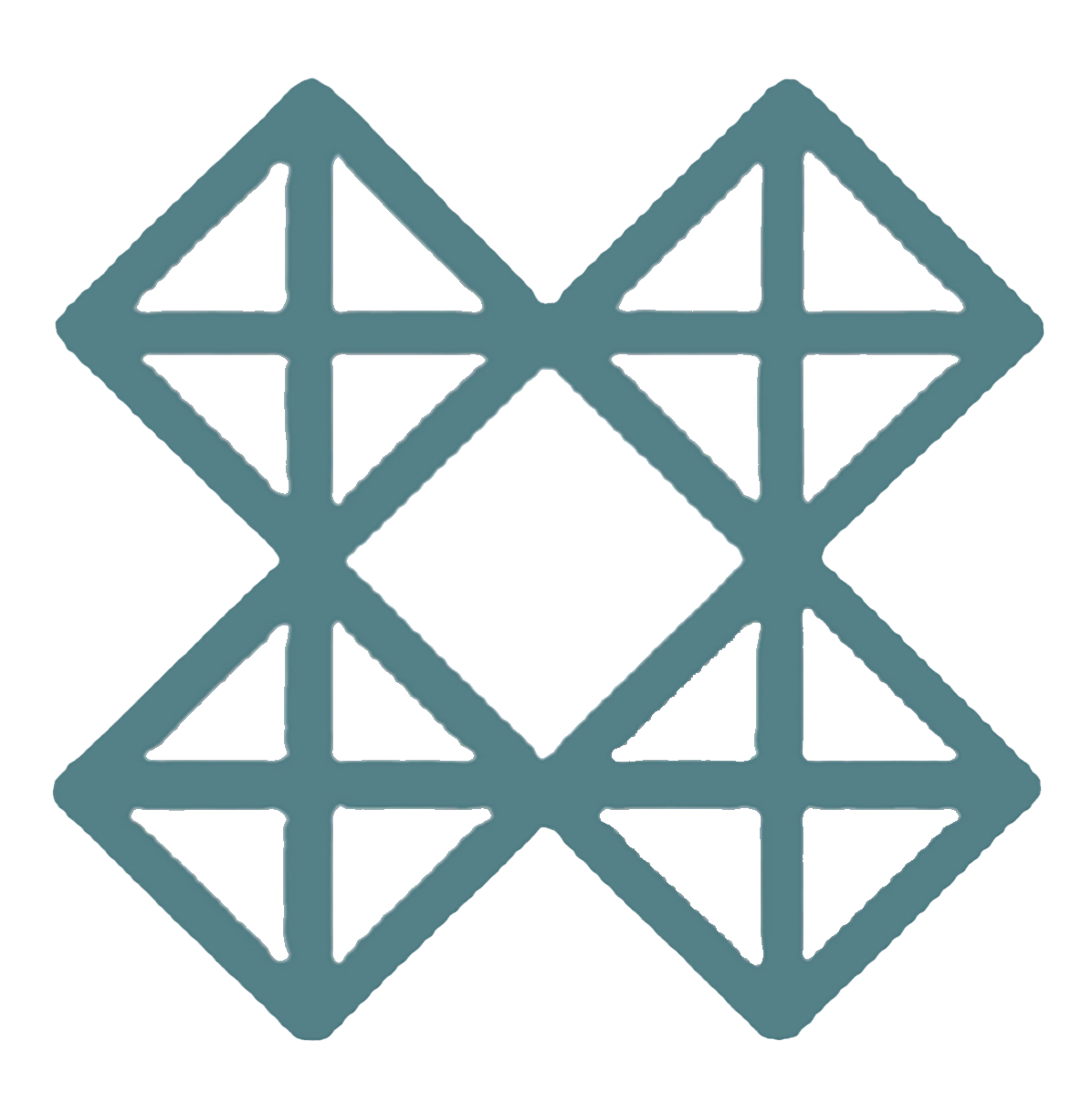 A 3D illustration of a geometric structure composed of interconnected triangular and square frames, resembling a lattice or architectural framework.