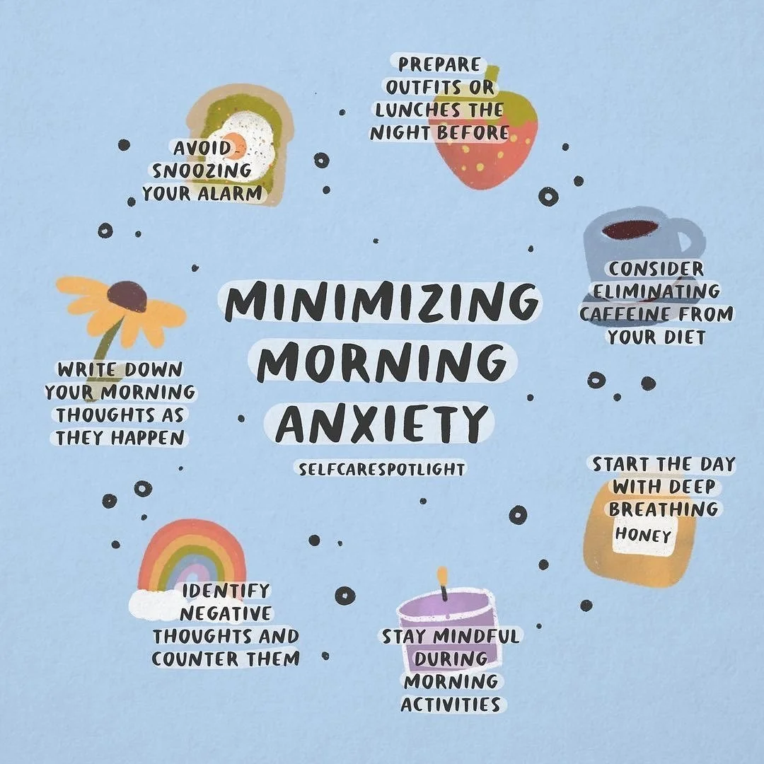Tip for Morning Anxiety 🌤

If your mornings often feel tense or rushed, try giving your nervous system a little extra care.

✨ Prepare small things the night before
☕ Notice how caffeine affects your mood
📝 Write down your morning thoughts instead 