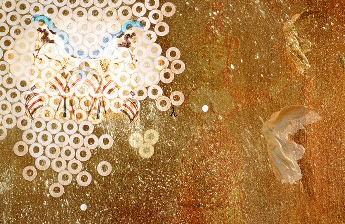 Feminist Utopias: New Constellations, "Queenangelbreast," 2002. Edition 6.
Output using an Epson 9600; printed on Epson photo lustre paper, plexi faced and mounted on Sintra, 40 x 61.5 "