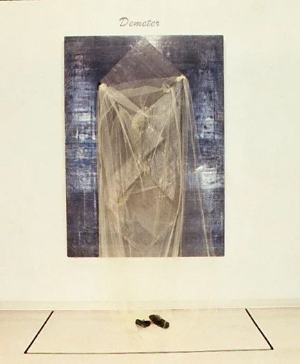 Demeter, 7 X 5 ft, mixed media on lead panel