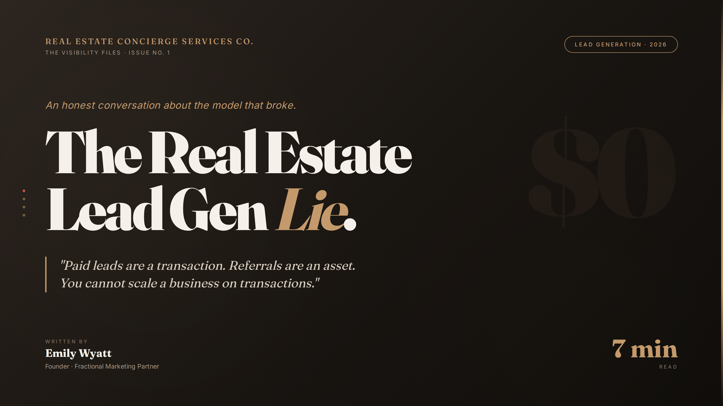 The Real Estate Lead Gen Lie: Why Buying Leads Is Killing Agents in 2026
