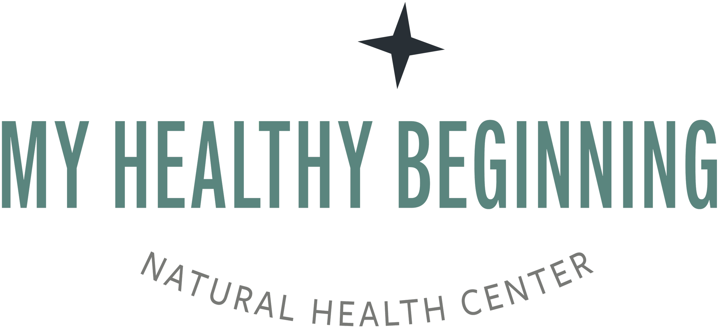 Logo for 'My Healthy Beginning Natural Health Center' featuring a star at the top and the text 'My Healthy Beginning' in large font, with 'Natural Health Center' curved underneath.