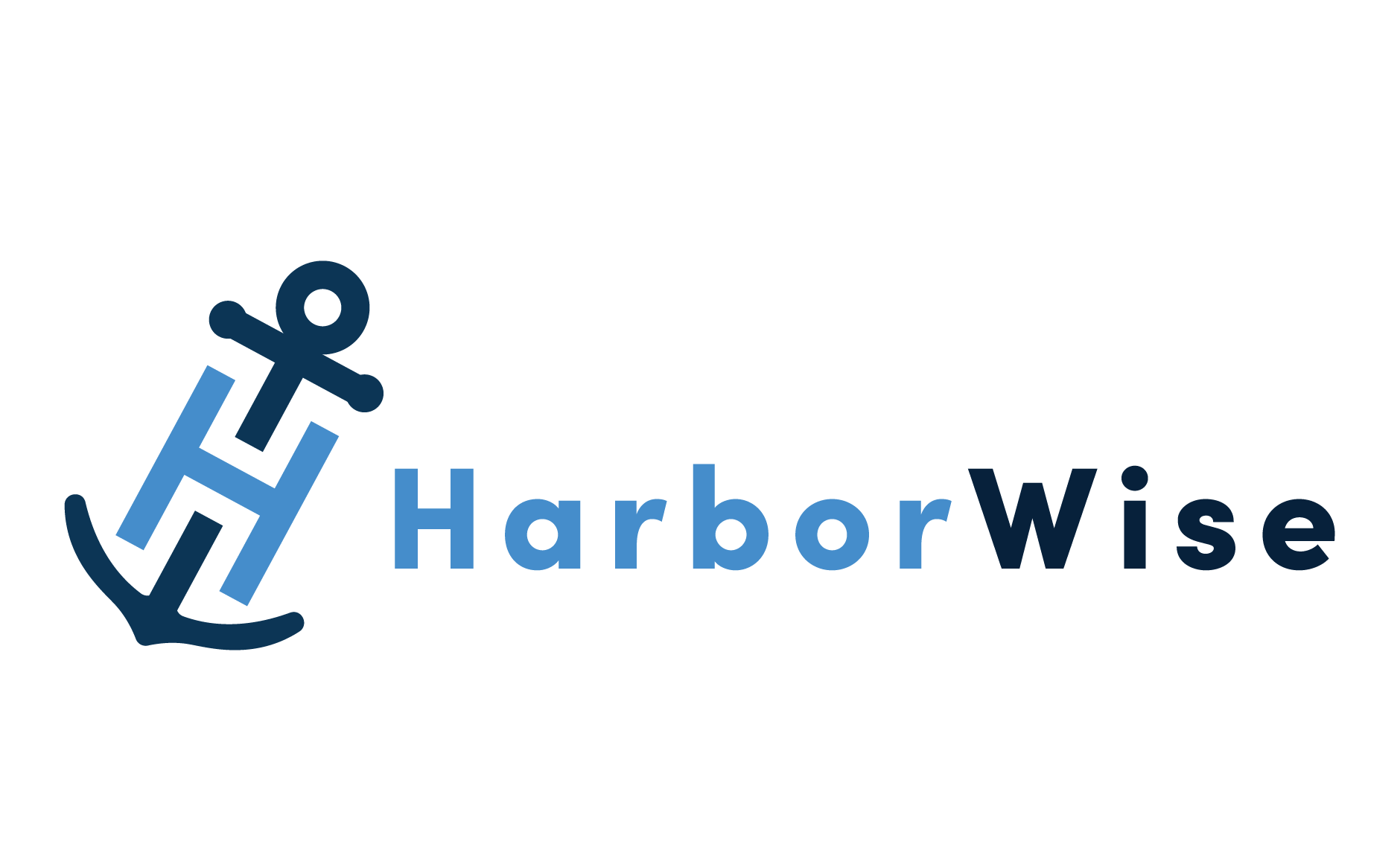 HarborWise logo with a stylized anchor and the company name in blue text