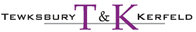 Logo for Tewksbury & Kerfeld with initials T & K in pink and purple, and the full names below.