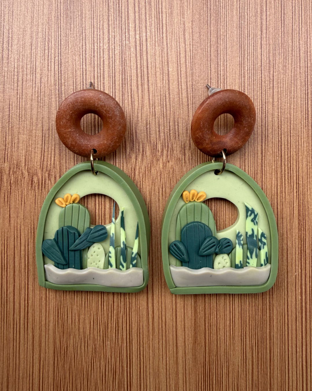 Handmade Cactus Clay Earrings