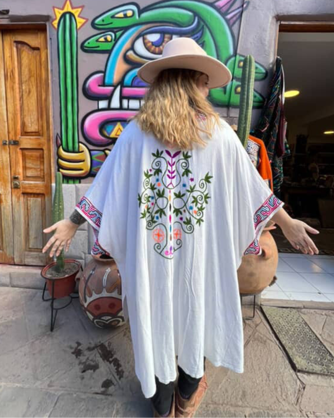 Shipibo Embroidered Linen Kimono