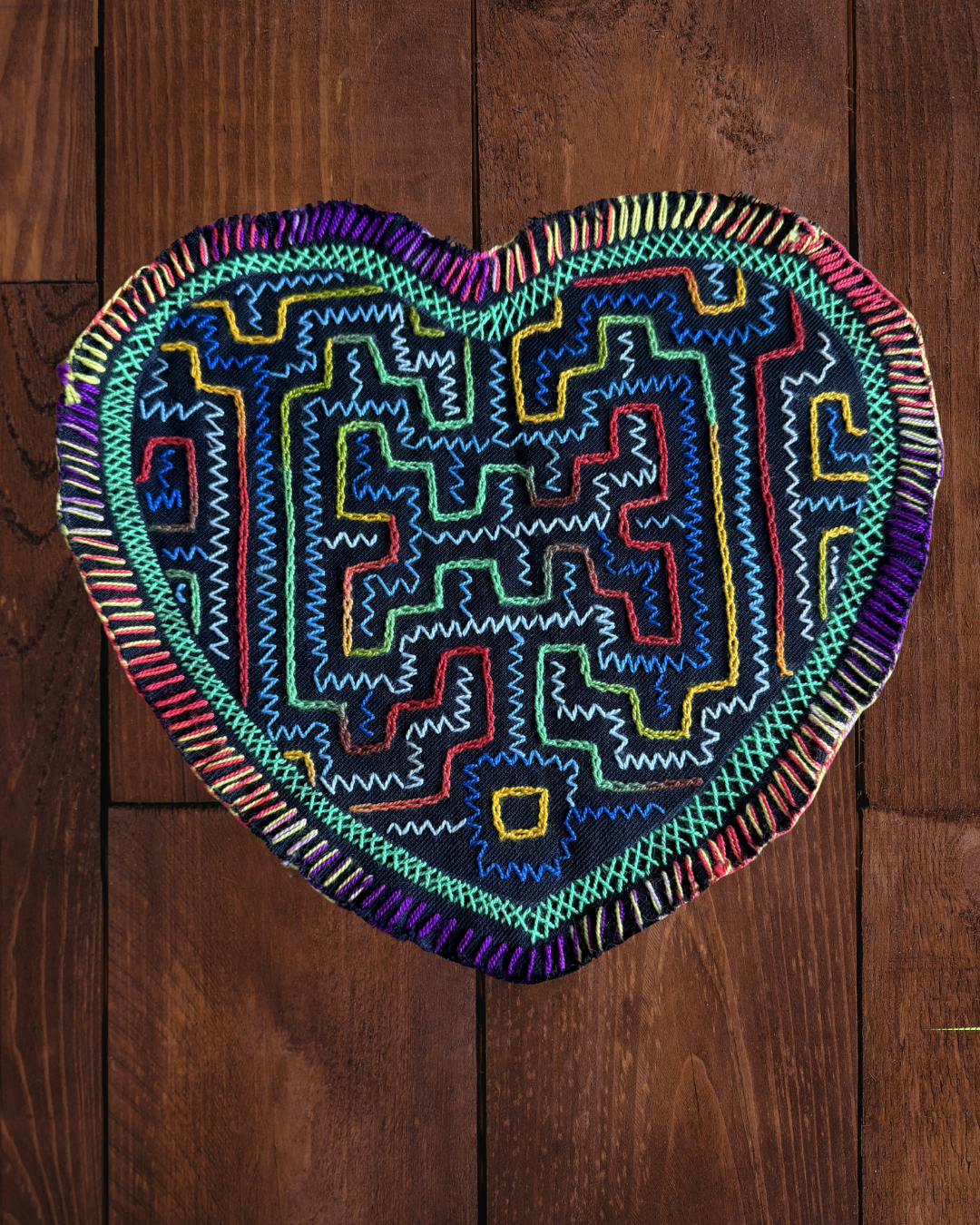 Hand-Embroidered Shipibo Tapestry (9")