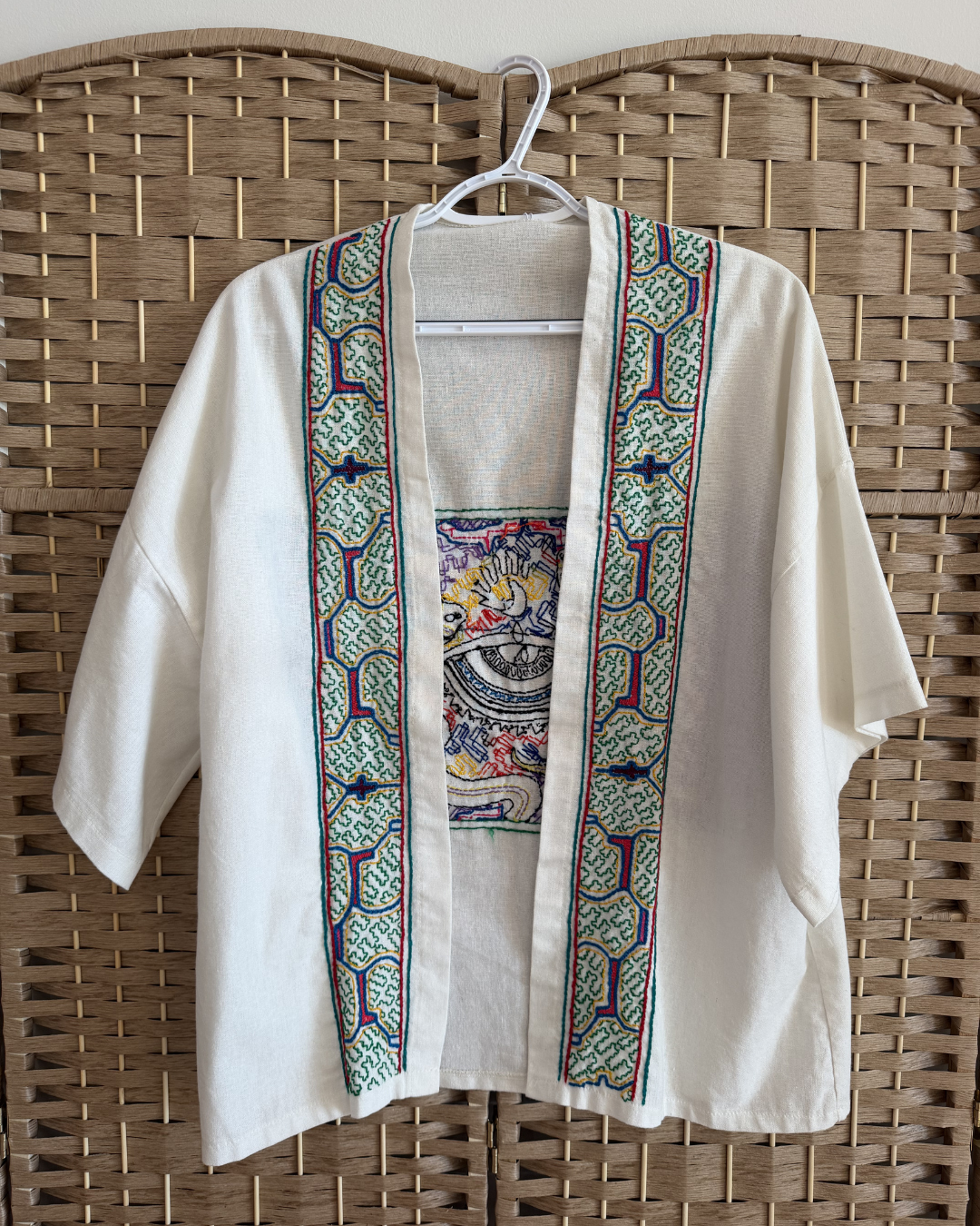 Short Shipibo Embroidered Kimono